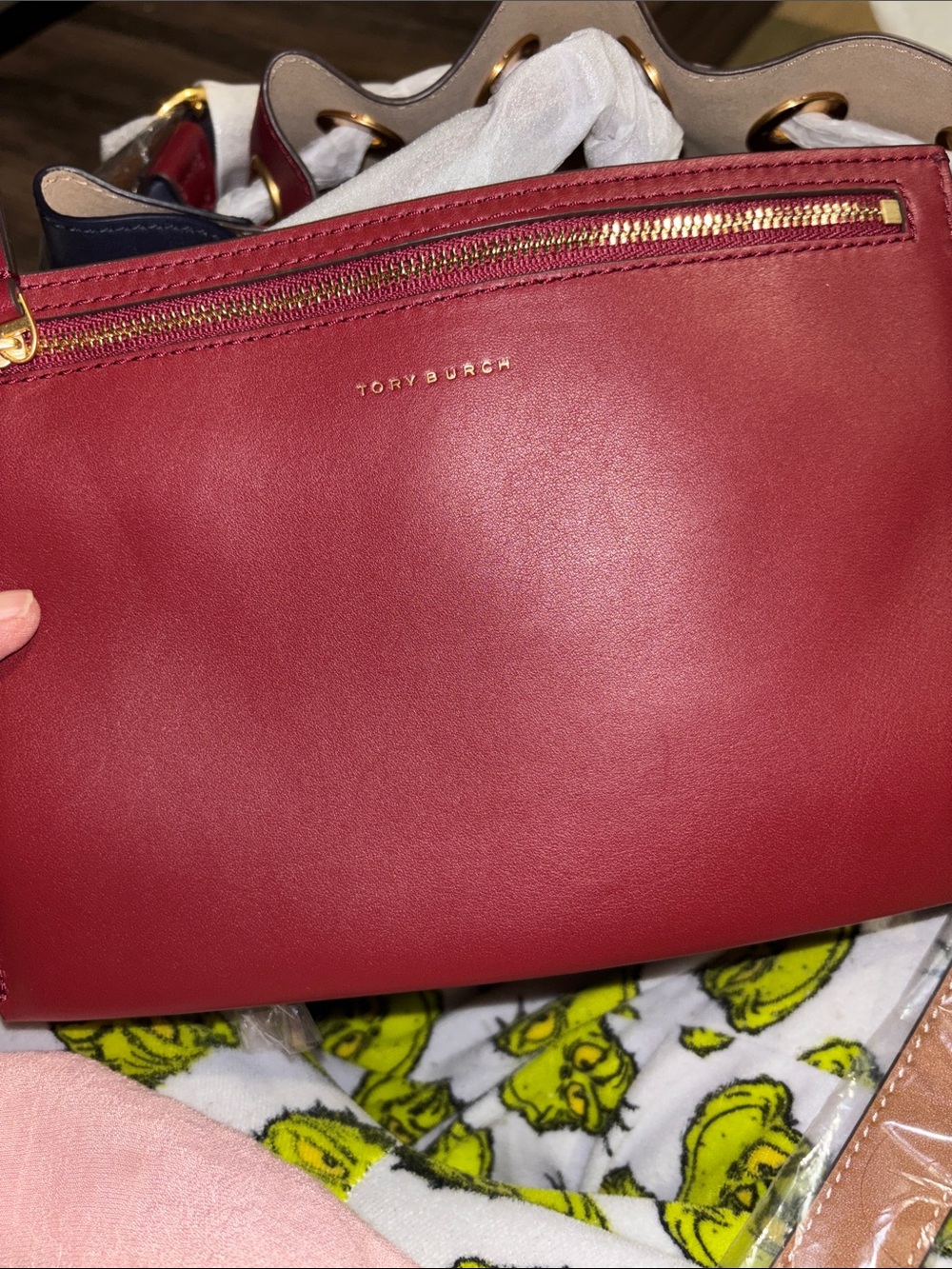 Tory Burch Red and Blue Drawstring Bucket Bag - Picture 8 of 10